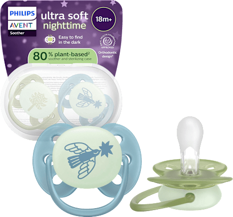 Schnuller ultra soft nighttime Silikon, grün/blau, ab 18 Monaten PHILIPS AVENT