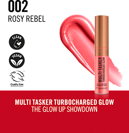 Tekoči osvetljevalec Multi-Tasker Turbocharged Glow, 002 Rosy Rebel RIMMEL LONDON