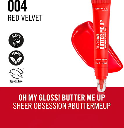 Oh My Gloss! Butter Me Up balzam za ustnice, 004 Red Velvet RIMMEL LONDON