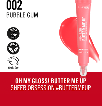 Oh My Gloss! Butter Me Up balzam za ustnice, 002 Bubble Gum RIMMEL LONDON