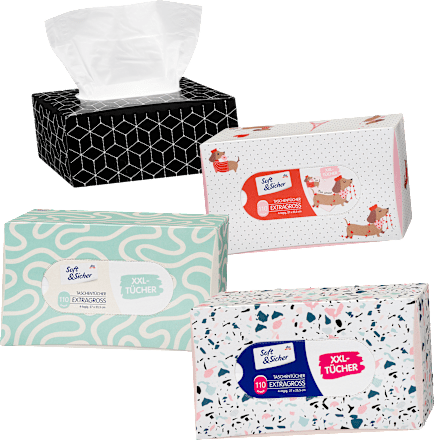 Taschentücher Box Extragroß 4-lagig sortiert Soft&Sicher