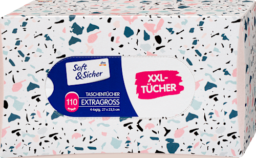 Taschentücher Box Extragroß 4-lagig sortiert Soft&Sicher