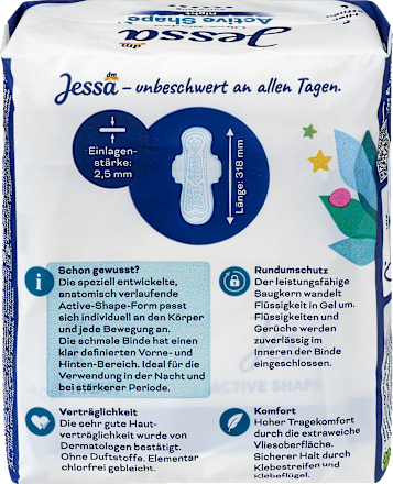 Ultra-Binden mit Flügeln Active Shape Night Jessa