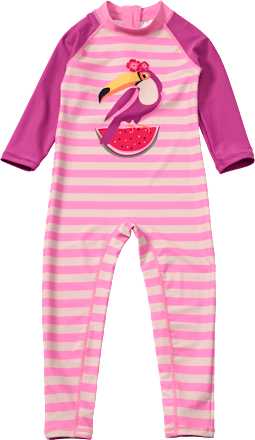 UV Badeoverall mit Tukan-Motiv, rosa, Gr. 110/116 PUSBLU