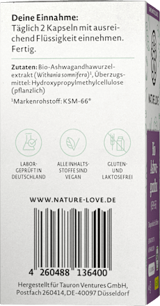 Ashwagandha KSM 66 Kapseln Nature Love