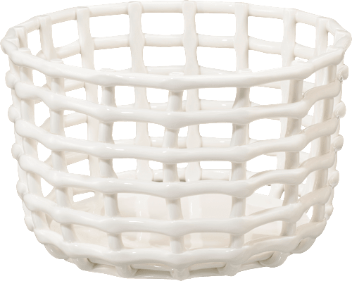 Korb aus Keramik für Obst/Brot, offwhite (23,5x13,5 cm) dm home