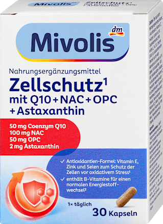 Zellschutz mit Q10+NAC+OPC + Astaxanthin Kapseln 30 St Mivolis