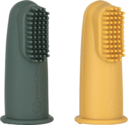 zubní kartáček na prst silikonový Green, 6m+ Petite&Mars