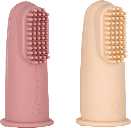 zubní kartáček na prst silikonový Rose, 0m+ Petite&Mars