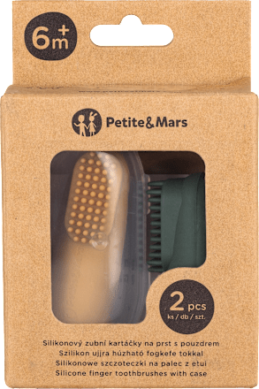 zubní kartáček na prst silikonový Green, 6m+ Petite&Mars