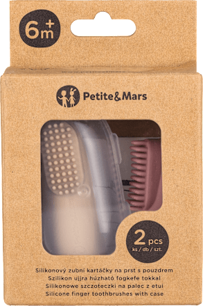 zubní kartáček na prst silikonový Rose, 0m+ Petite&Mars