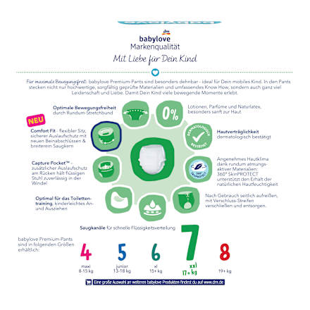 Bugyipelenka XXL, 7-es méret, 17+ kg, havi csomag babylove