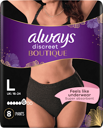 discreet Pants Inkontinenz Boutique schwarz, Gr. L always