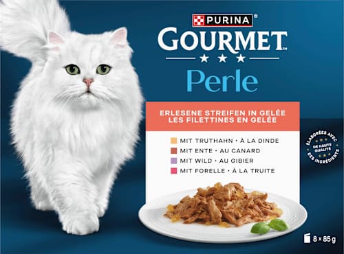 Nassfutter Katze Perle Erlesene Streifen in Gelee Purina Gourmet