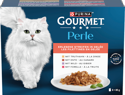 Nassfutter Katze Perle Erlesene Streifen in Gelee Purina Gourmet