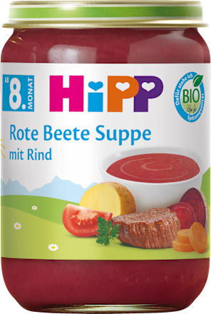 Menü Rote Beete Suppe mir Rind ab dem 8. Monat HiPP