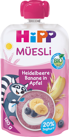 Quetschie Müesli Heidelbeere Banane in Apfel ab 1 Jahr HiPP
