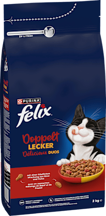 Trockenfutter Katze mit Rind, doppelt lecker - delicieux duos Felix