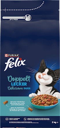 Trockenfutter Katze mit Fisch, doppelt lecker - delicieux duos Felix