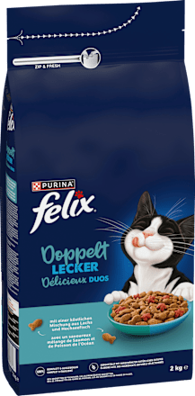 Trockenfutter Katze mit Fisch, doppelt lecker - delicieux duos Felix
