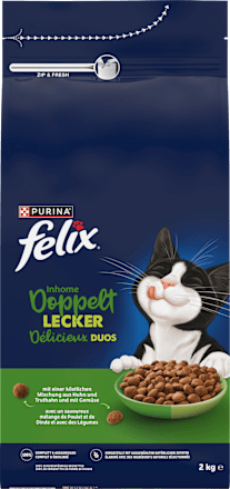 Trockefutter Katze mit Geflügel, Inhome doppelt lecker - delicieux duos Felix
