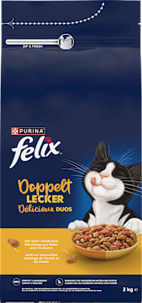 Trockenfutter Katze mit Geflügel, doppelt lecker - delicieux duos Felix