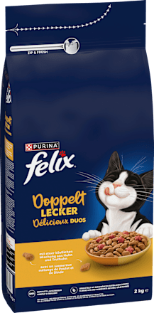 Trockenfutter Katze mit Geflügel, doppelt lecker - delicieux duos Felix