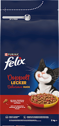 Trockenfutter Katze mit Rind, doppelt lecker - delicieux duos Felix