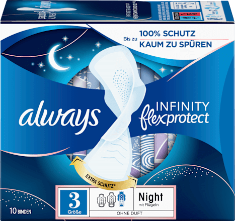 Binden mit Flügeln Infinity flex protect Nacht always