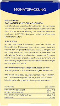 Kapseln Sleep Well Melatonin the wellness co.