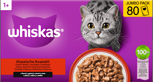 Nassfutter Katze, Klassische Auswahl in Sauce, Jumpopack (80x85 g) Whiskas