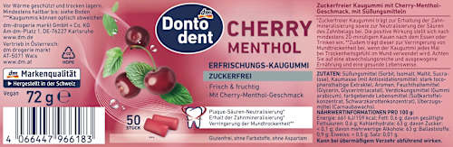 Kaugummi, Cherry Menthol, zuckerfrei Dontodent
