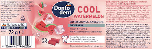 Kaugummi, Cool Watermelon, zuckerfrei Dontodent