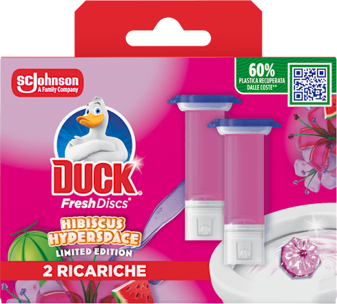 Gel za čišćenje i osvježavanje WC školjke Fresh Discs – Hibiscus Hyperspace, 2 x 36 ml DUCK