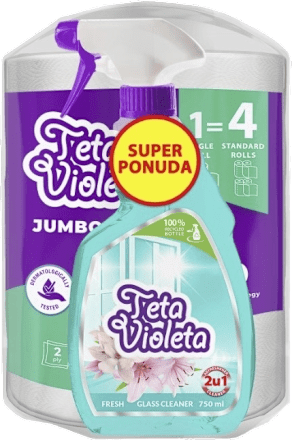 Sredstvo za čišćenje stakla Fresh i papirnati ručnik Jumbo Soft Teta Violeta
