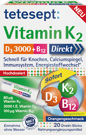Direkt-Sticks Vitamin K2 & D3 + B12 tetesept