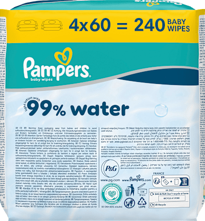 Feuchttücher 99% Water (4 x 60 Stück) Pampers