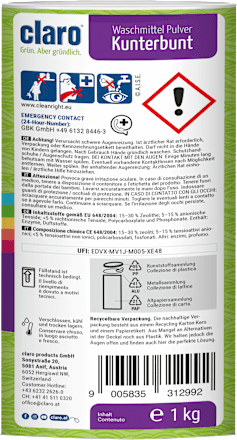 Colorwaschpulver Kunterbunt claro