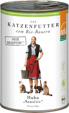 Nassfutter Katze sensitive mit Bio Huhn Defu