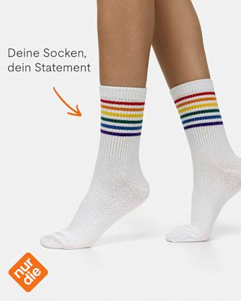 Crew Socken mit Regenbogen-Motiv weiß Gr. 39-42 nur die