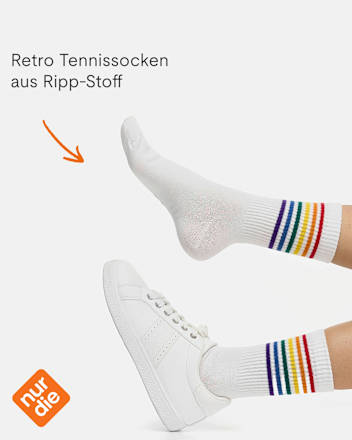 Crew Socken mit Regenbogen-Motiv weiß Gr. 39-42 nur die