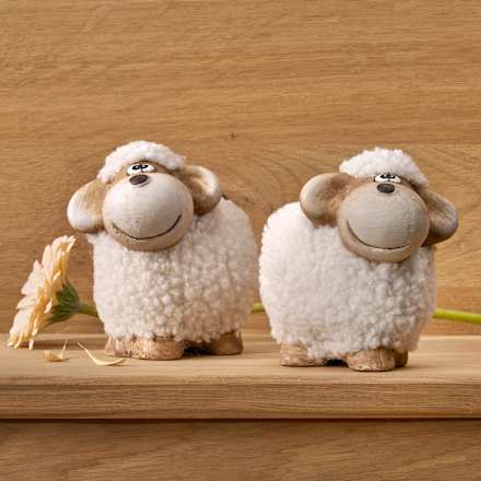 Keramikschaf Wolle, weiß (10 cm) Dekorieren & Einrichten