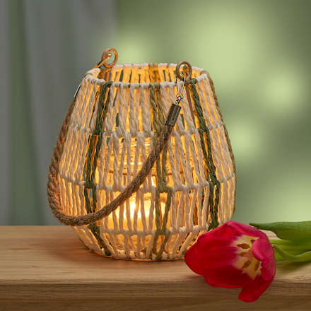 Laterne mit Henkel, creme-grün (16 cm) Dekorieren & Einrichten