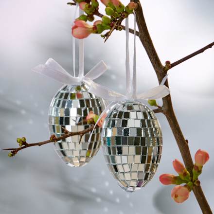 Disco-Eier, silber (6 cm) Dekorieren & Einrichten