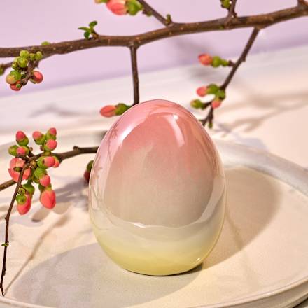 Keramikei mit Farbverlauf, rosa-gelb  (8,5 cm) Dekorieren & Einrichten