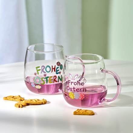 Glasbecher "Frohe Ostern" (340 ml) Dekorieren & Einrichten