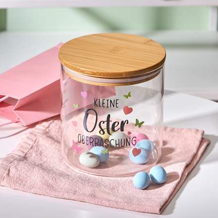 Glasvorratsdose "kleine Osterüberraschung" mit Holzdeckel (1.300 ml) Dekorieren & Einrichten