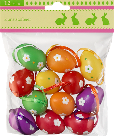 Kunststoffeier zum Aufhängen, bunt gemustert (30 mm) Dekorieren & Einrichten