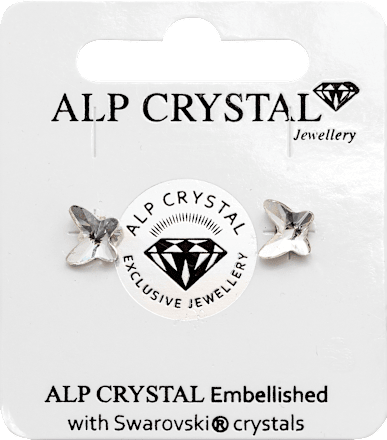 Naušnice s kristalima Swarovski, leptir - Silver ALP CRYSTAL Jewellery