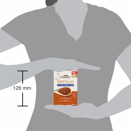 Nassfutter Katze mit Lachs & Kabeljau oder Scholle, Soup Royale, Multipack (6x45 g) Purina Gourmet